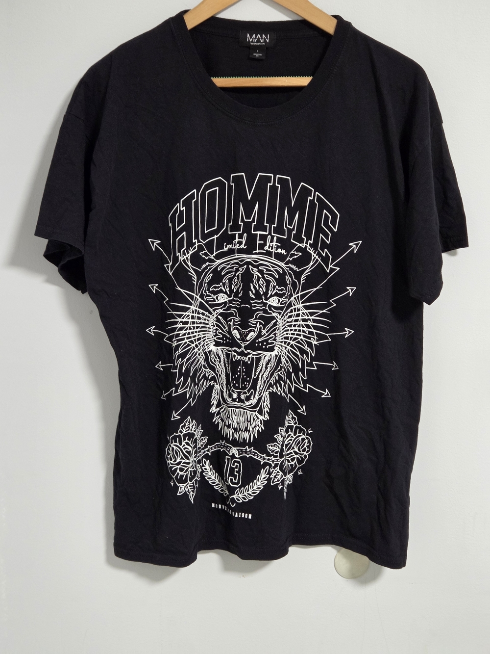 BoohooMAN  HOMME Graphic Tiger Tee in Black Size L